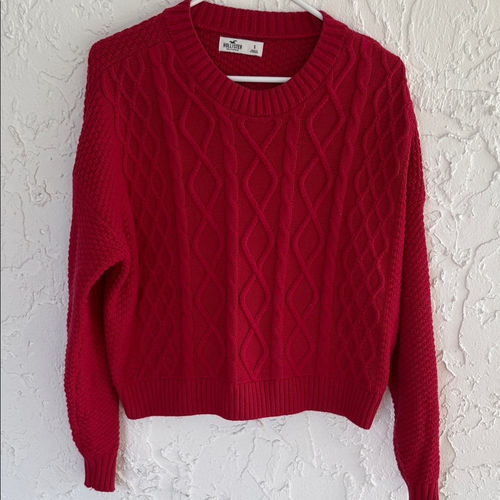 Hollister Vibrant Red Cable Knit Sweater